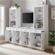 Crosley Furniture Stanton 3-Piece Wood Sideboard & Storage Bookcase Set in White
