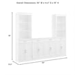 Crosley Furniture Stanton 3-Piece Wood Sideboard & Storage Bookcase Set in White