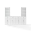 Crosley Furniture Stanton 3-Piece Wood Sideboard & Storage Bookcase Set in White