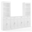 Crosley Furniture Stanton 3-Piece Wood Sideboard & Storage Bookcase Set in White