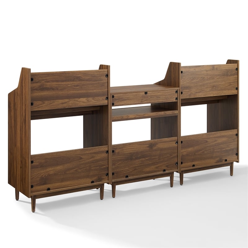 Crosley Furniture Liam 3-Piece Wood Record Player Stand And Storage Set - Walnut