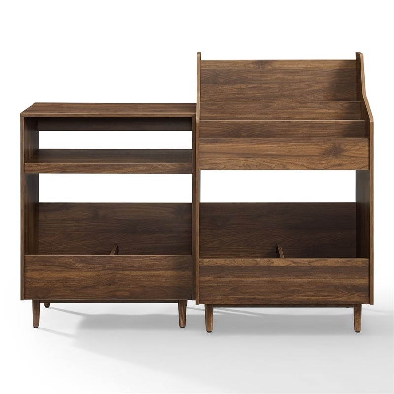 Crosley Furniture Liam 2-Piece Wood Record Player Stand And Storage Set - Walnut