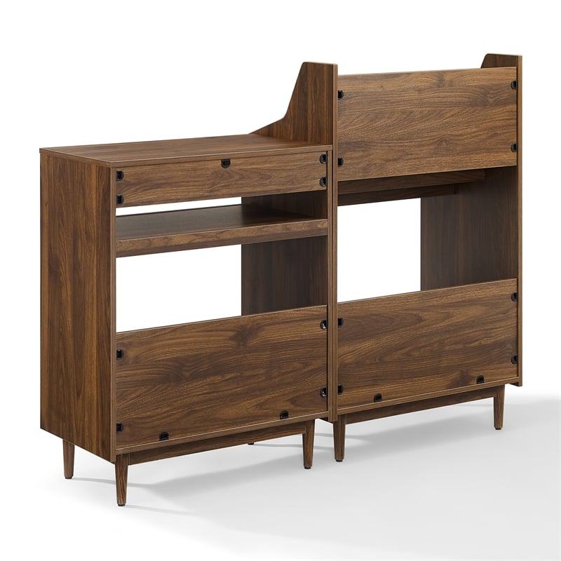 Crosley Furniture Liam 2-Piece Wood Record Player Stand And Storage Set - Walnut