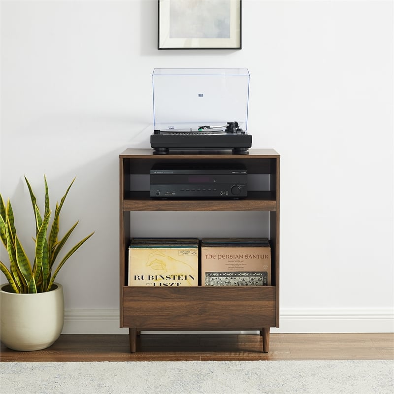 Crosley Furniture Liam Modern Wood Record Player Stand in Walnut