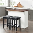 Crosley Furniture Bartlett 3-Piece Wood Kitchen Island w/ Square Stools in White