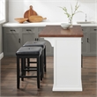 Crosley Furniture Bartlett 3-Piece Wood Kitchen Island w/ Square Stools in White