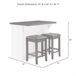 Crosley Furniture Bartlett 3-Piece Wood Kitchen Island w/ Square Stools in White