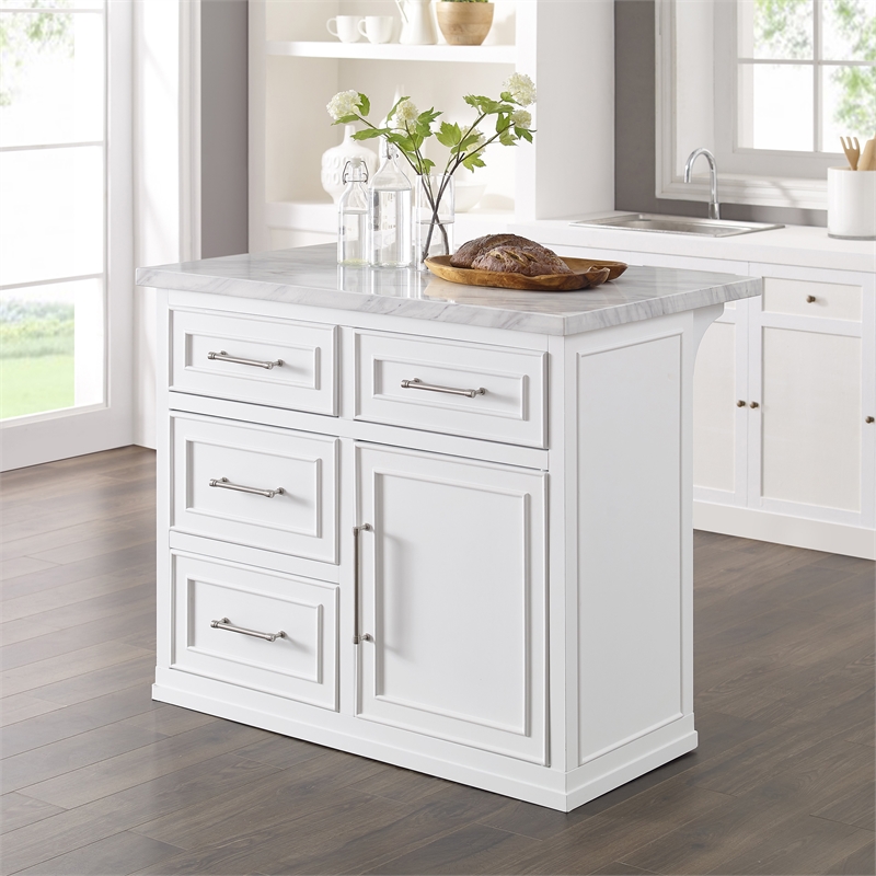 Crosley Furniture Cutler Modern MDF Wood Kitchen Island in White