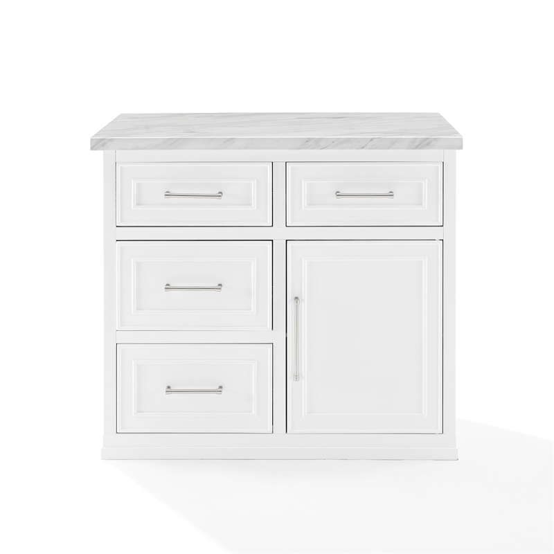 Crosley Furniture Cutler Modern MDF Wood Kitchen Island in White