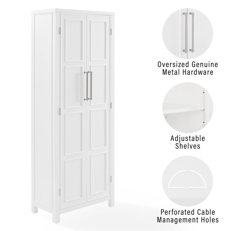 Crosley Furniture Cutler Modern Wood Storage Pantry in White