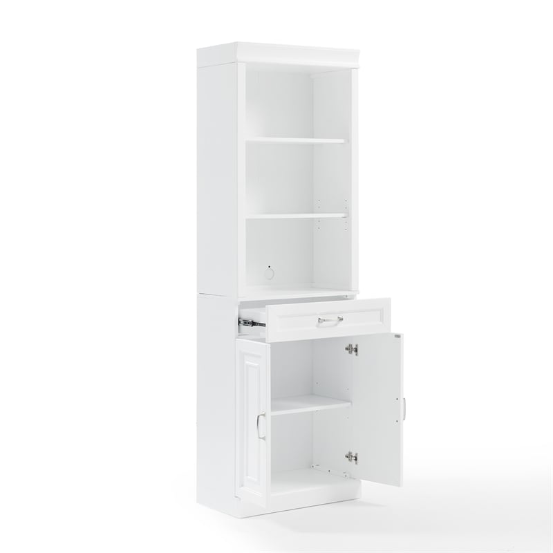 Crosley Furniture Stanton Wood Storage Bookcase Set in White (Set of 2)