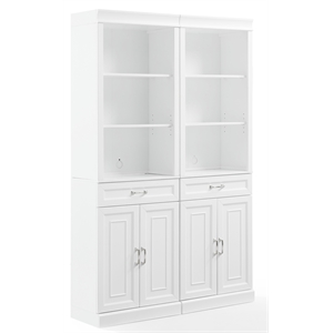 Crosley Furniture Stanton Wood Storage Bookcase Set in White (Set of 2)
