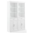 Crosley Furniture Stanton Wood Storage Bookcase Set in White (Set of 2)