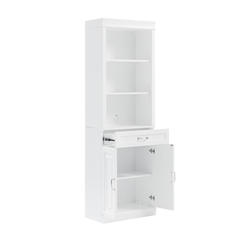 Crosley Furniture Stanton Traditional Wood/Metal Storage Bookcase in White