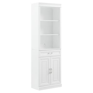 Crosley Furniture Stanton Traditional Wood/Metal Storage Bookcase in White