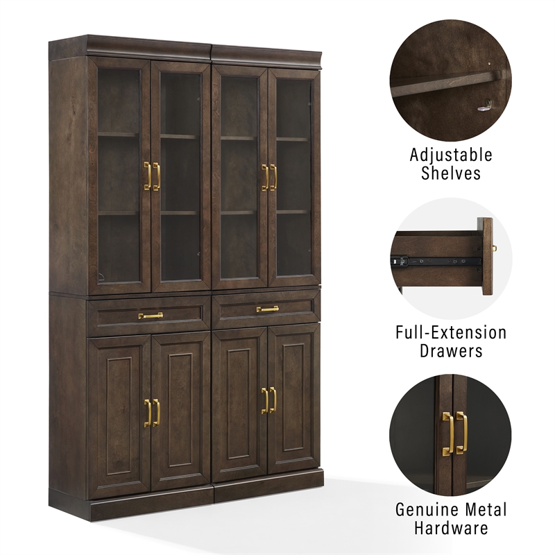 Crosley Furniture Stanton Wood Kitchen Storage Pantry Set in Coffee (Set of 2)