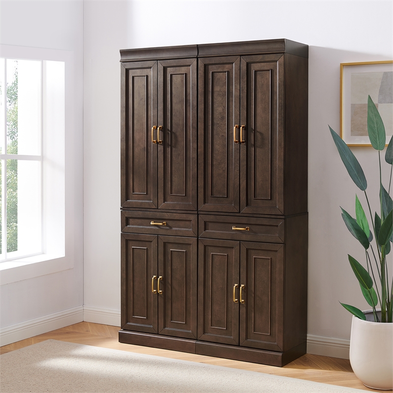 Crosley Furniture Stanton Wood Kitchen Storage Pantry Set - Coffee (Set of 2)