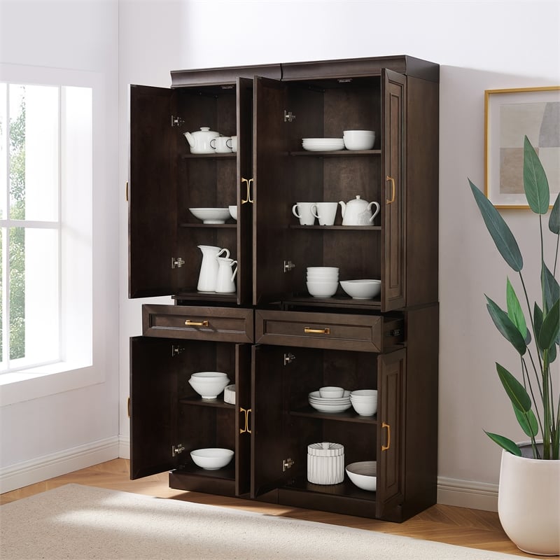 Crosley Furniture Stanton Wood Kitchen Storage Pantry Set - Coffee (Set of 2)