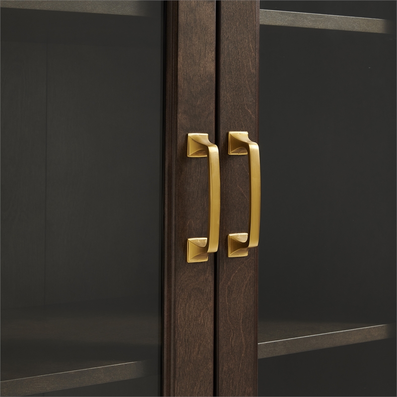 Crosley Furniture Stanton Glass Door Wood Kitchen Storage Pantry in Coffee