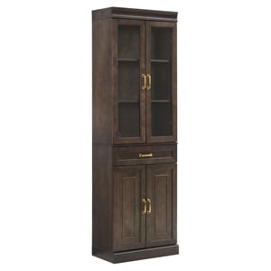 Crosley Furniture Stanton Glass Door Wood Kitchen Storage Pantry in Coffee