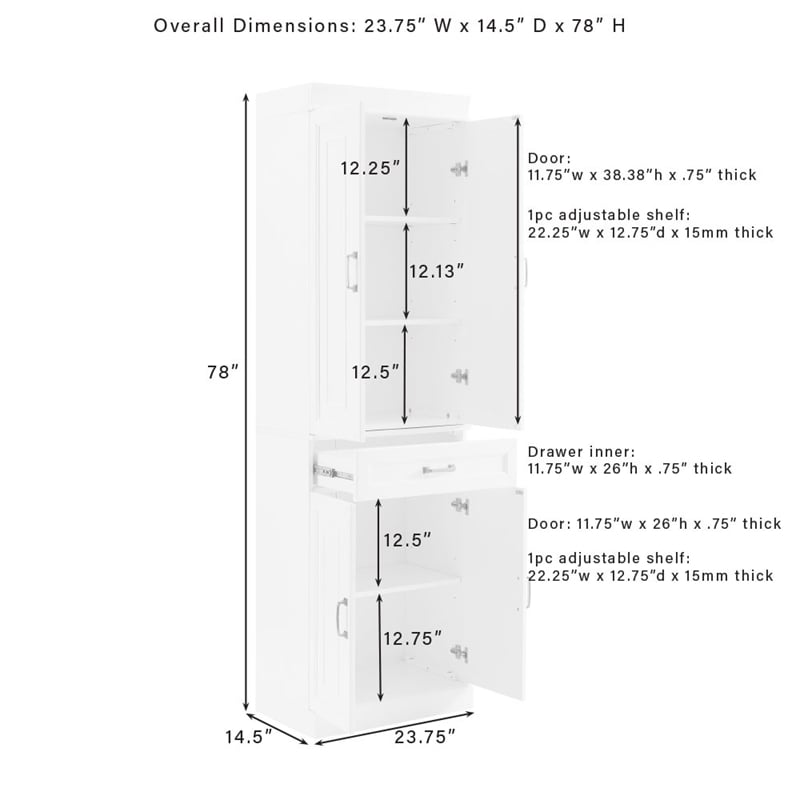 Crosley Furniture Stanton Traditional Wood Kitchen Storage Pantry in Coffee
