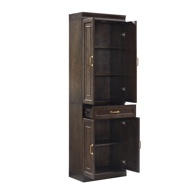Crosley Furniture Stanton Traditional Wood Kitchen Storage Pantry in Coffee