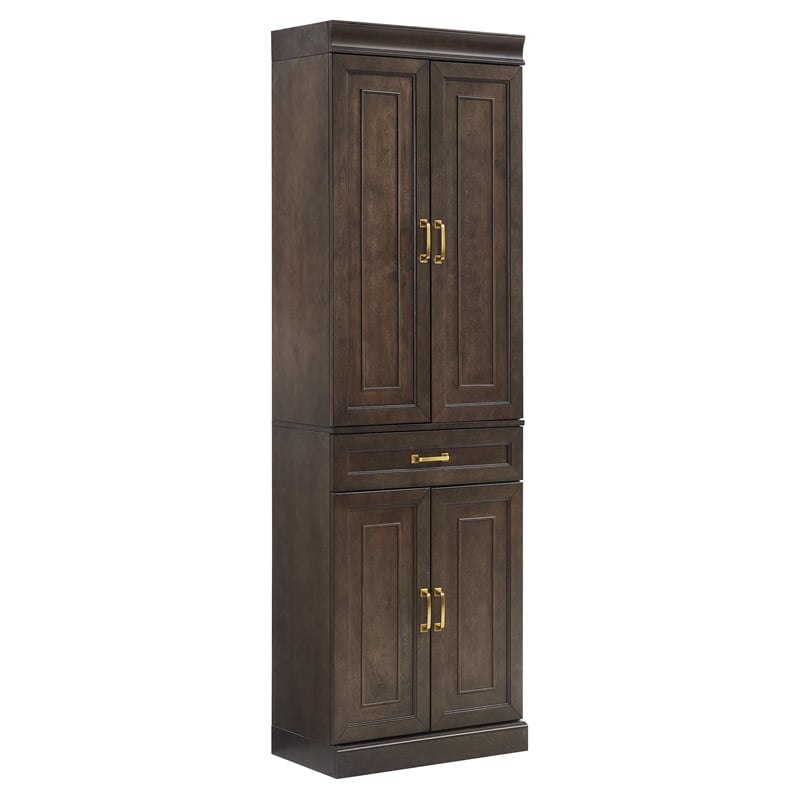 Crosley Furniture Stanton Traditional Wood Kitchen Storage Pantry in Coffee