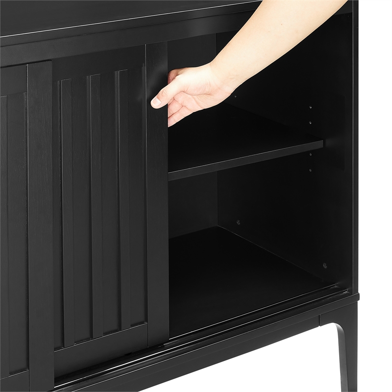 Crosley Furniture Asher Modern Particle Board Wood Sideboard in Matte Black
