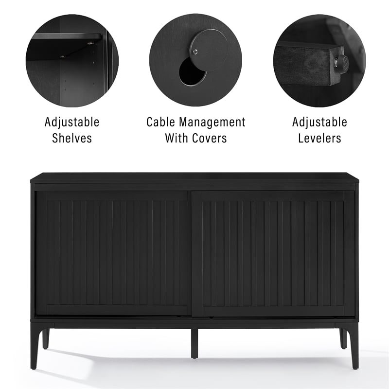 Crosley Furniture Asher Modern Particle Board Wood Sideboard in Matte Black