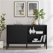 Crosley Furniture Asher Modern Particle Board Wood Sideboard in Matte Black