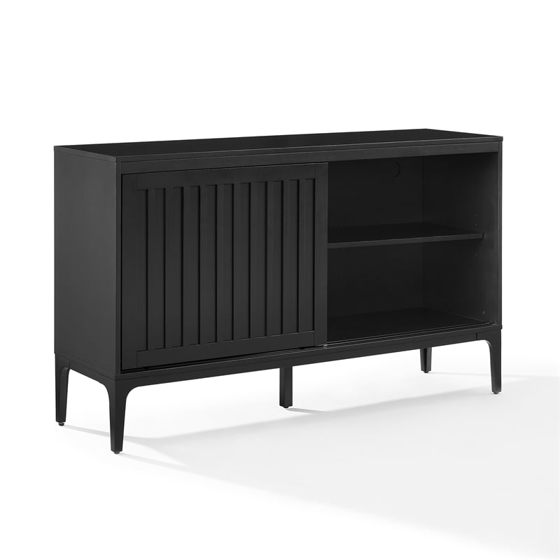 Crosley Furniture Asher Modern Particle Board Wood Sideboard in Matte Black