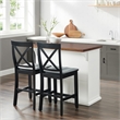 Crosley Furniture Bartlett 3-Piece Wood Kitchen Island w/ X-Back Stools in White