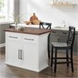 Crosley Furniture Bartlett 3-Piece Wood Kitchen Island w/ X-Back Stools in White