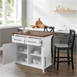 Crosley Furniture Bartlett 3-Piece Wood Kitchen Island w/ X-Back Stools in White