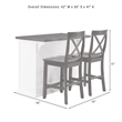 Crosley Furniture Bartlett 3-Piece Wood Kitchen Island w/ X-Back Stools in White