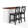 Crosley Furniture Bartlett 3-Piece Wood Kitchen Island w/ X-Back Stools in White