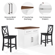 Crosley Furniture Bartlett 3-Piece Wood Kitchen Island w/ X-Back Stools in White