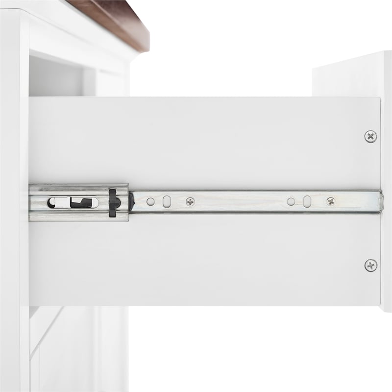 Crosley Furniture Bartlett Modern Wood Kitchen Island in White/Walnut