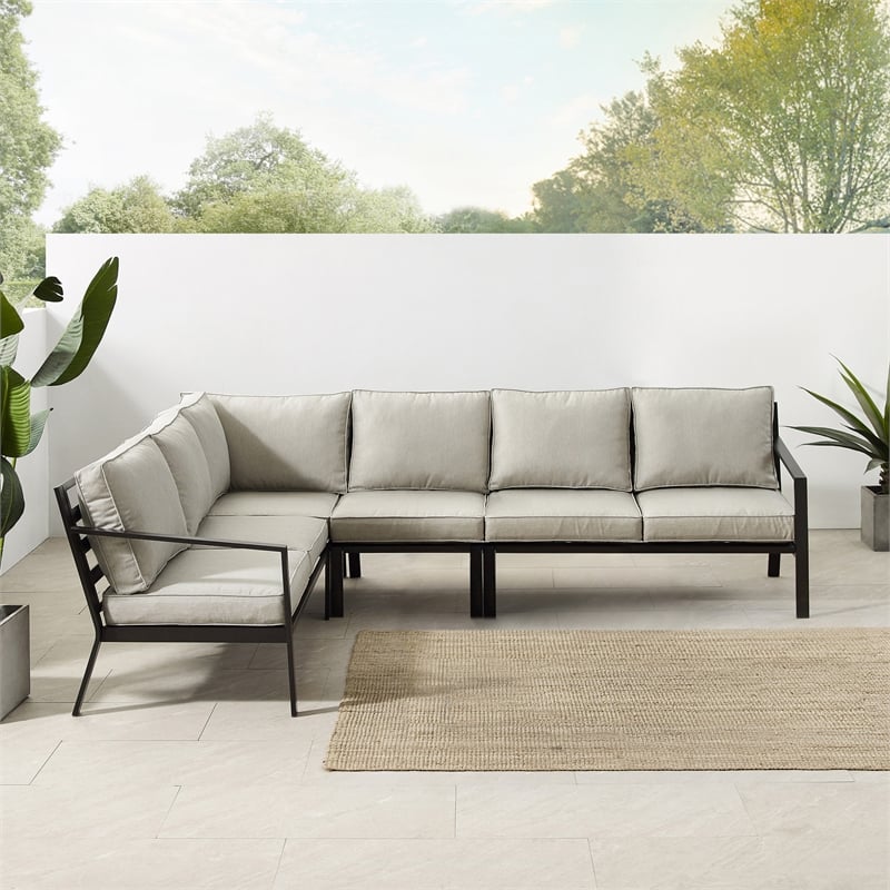 Black metal patio sectional hot sale