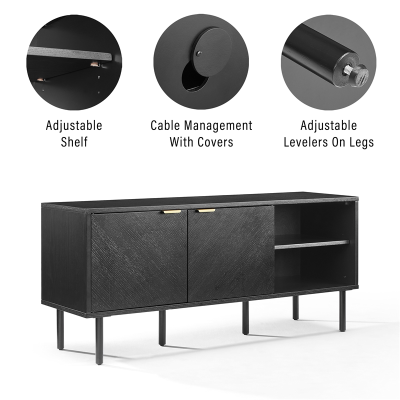 Crosley Furniture Brody Record Storage Modern Wood Sideboard in Black