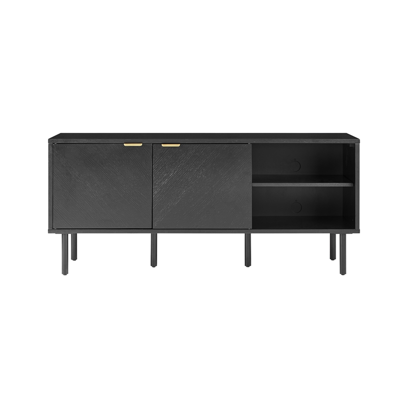 Crosley Furniture Brody Record Storage Modern Wood Sideboard in Black