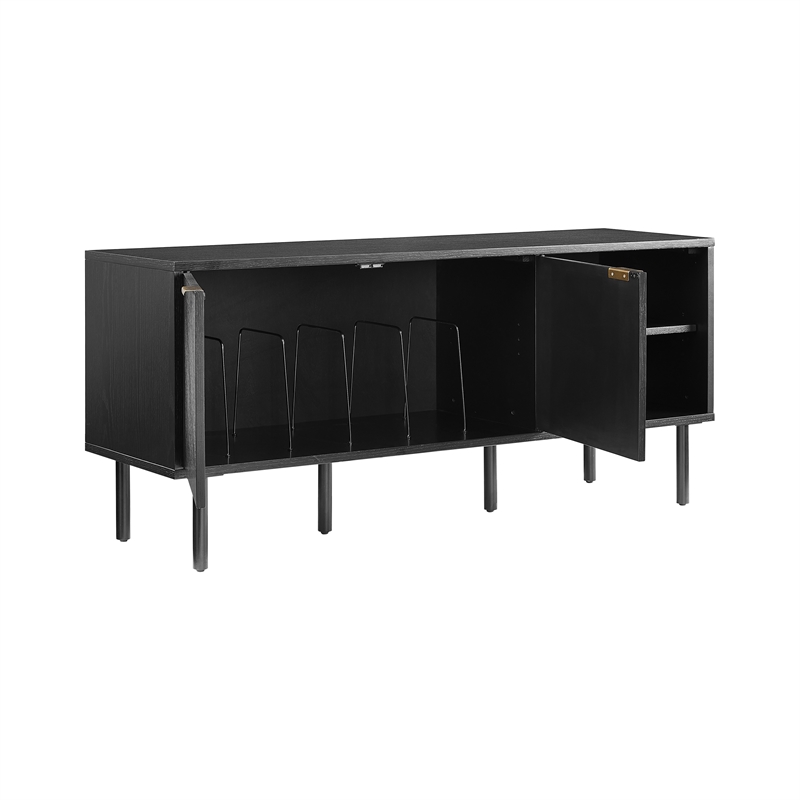 Crosley Furniture Brody Record Storage Modern Wood Sideboard in Black