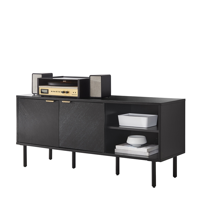 Crosley Furniture Brody Record Storage Modern Wood Sideboard in Black