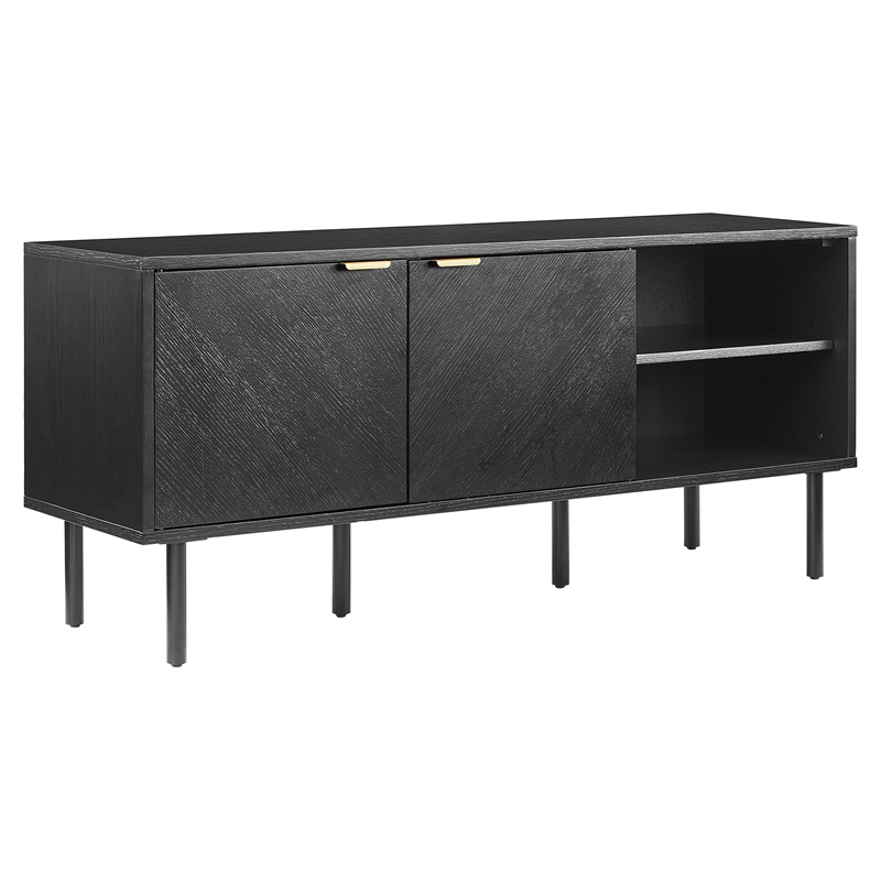 Crosley Furniture Brody Record Storage Modern Wood Sideboard in Black