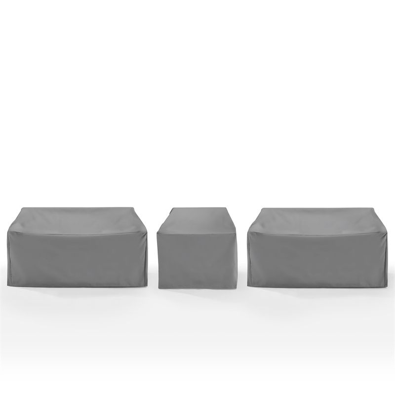 Crosley Furniture Covers 3-Piece Vinyl Outdoor Sectional Cover Set in Gray