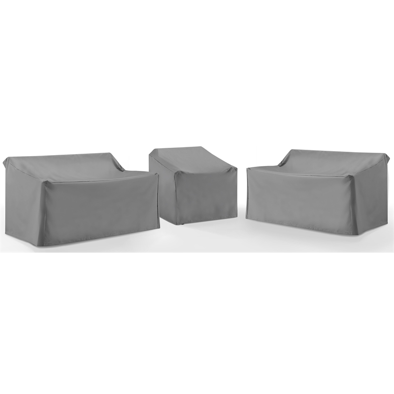 Crosley Furniture Covers 3-Piece Vinyl Outdoor Sectional Cover Set in Gray
