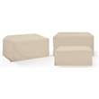 Crosley Furniture Covers 3-Piece Vinyl Outdoor Sofa Cover Set in Tan