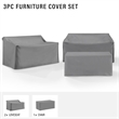 Crosley Furniture Covers 3-Piece Vinyl Outdoor Sofa Cover Set in Gray