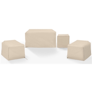 Crosley Furniture Covers 4-Piece Vinyl Outdoor Sofa Cover Set in Tan