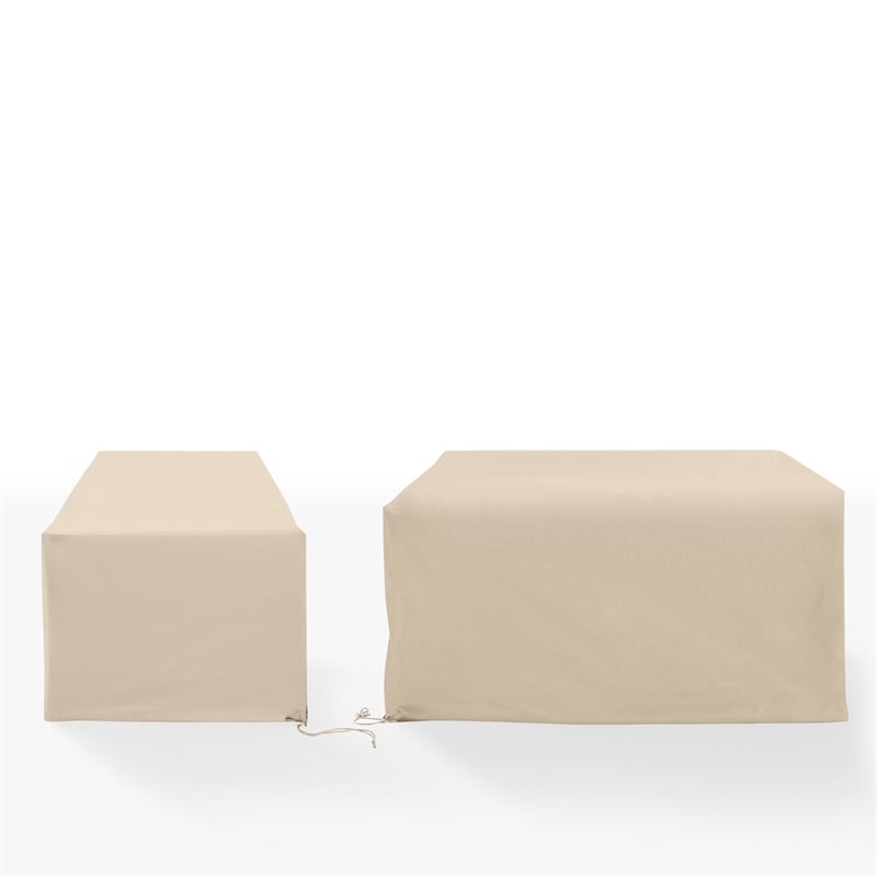 Crosley Furniture Covers 2-Piece Vinyl Outdoor Sofa Cover Set in Tan